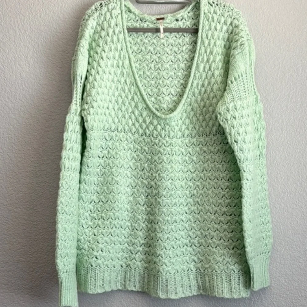 Free People Crashing Waves Pullover Sweater Mint Size Large